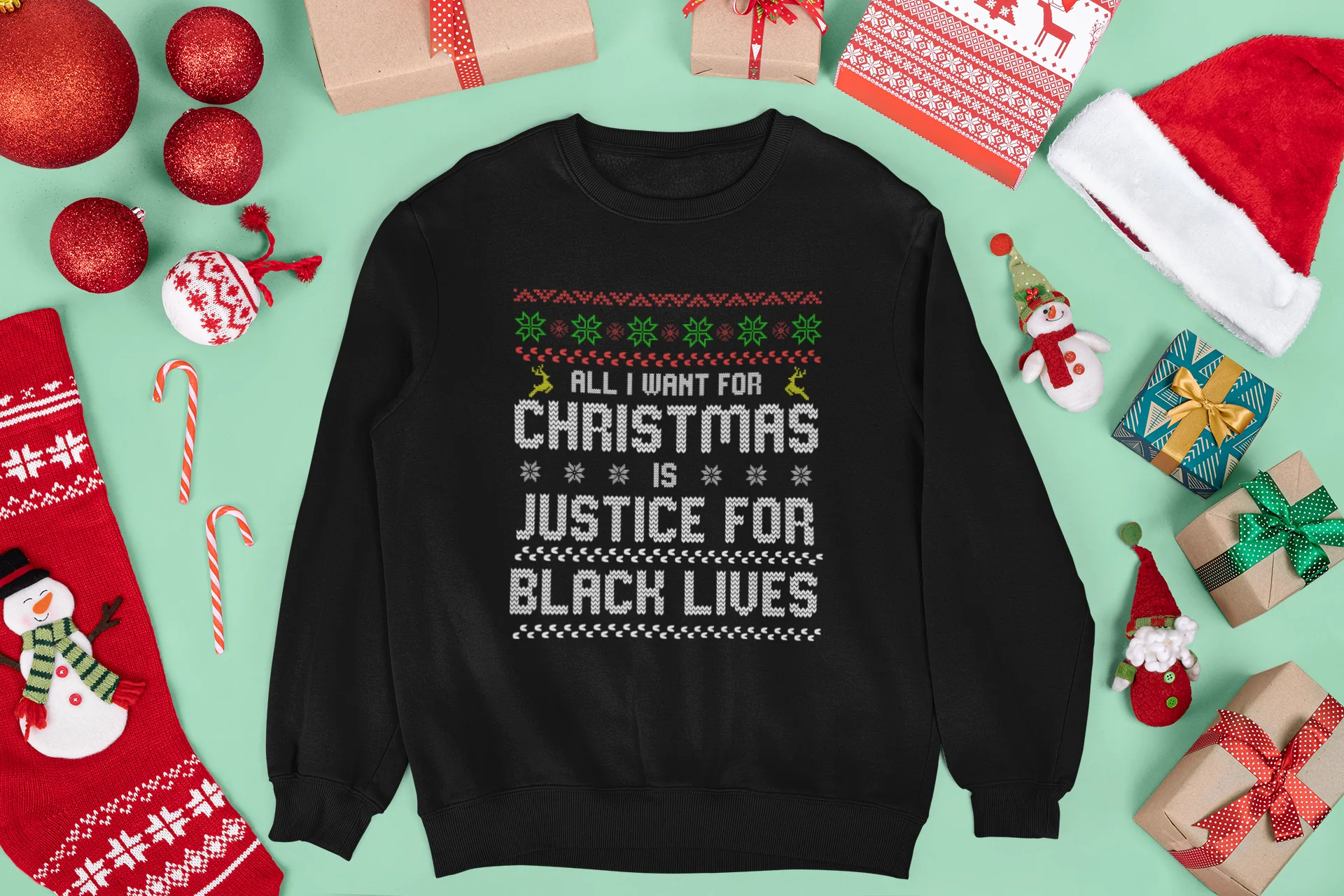 All I Want for Christmas - Black Lives Matter - Unisex Christmas Sweater - Image 2
