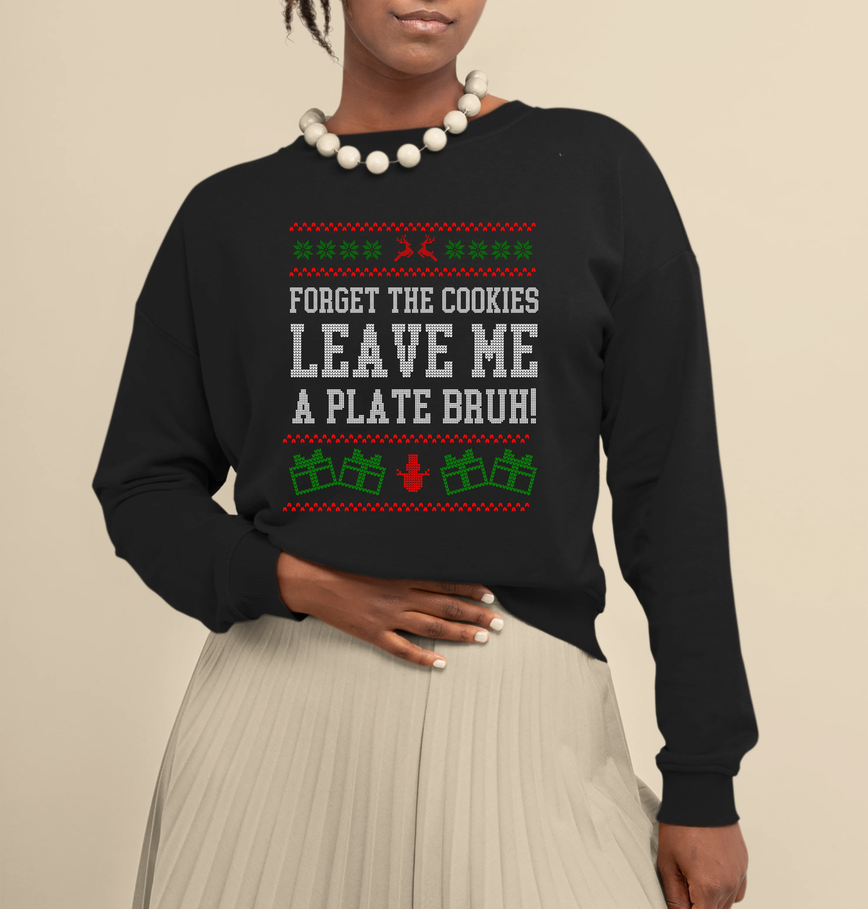 Black Ugly Christmas Sweatshirt - Unisex Christmas Sweater - Image 2